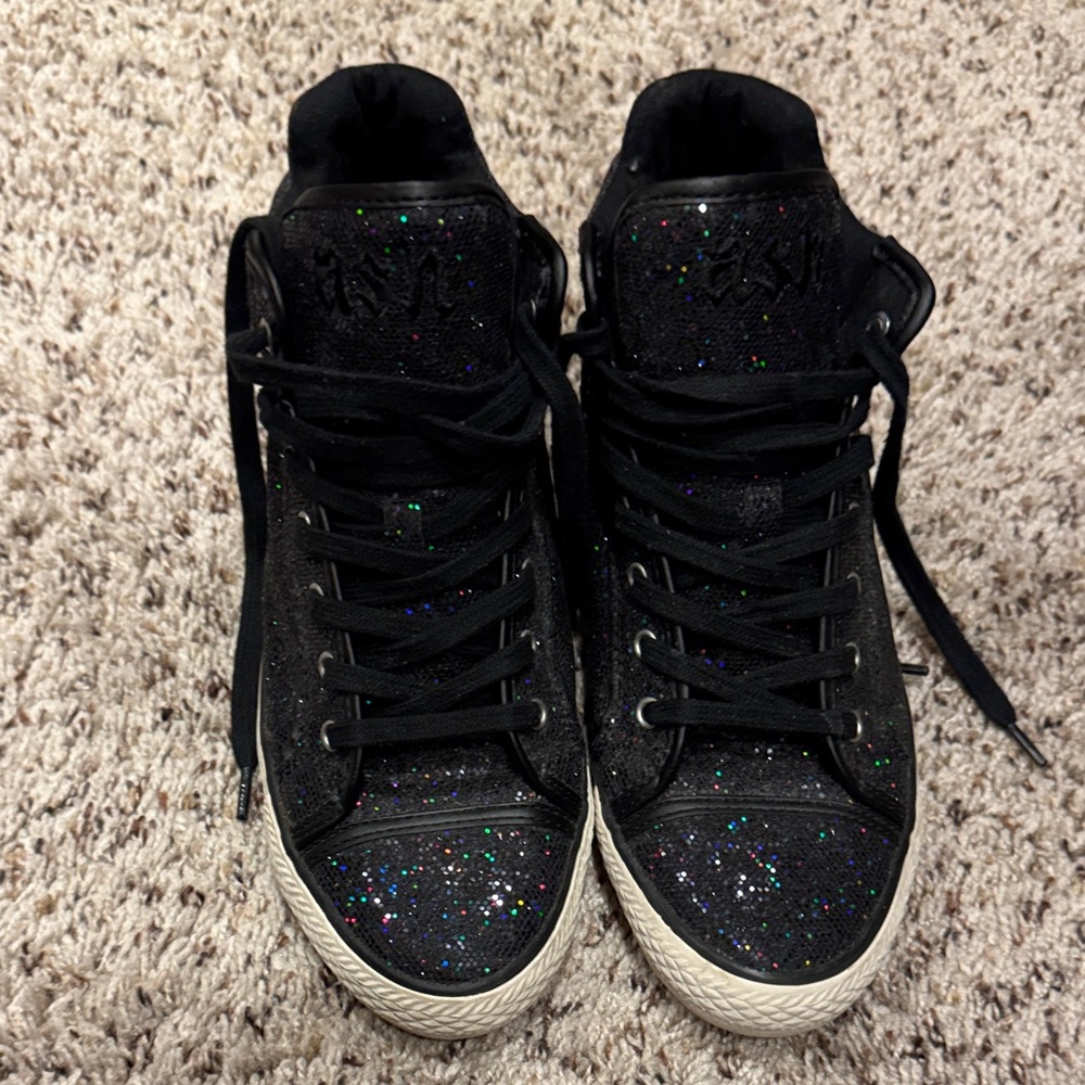 Ash Black Glitter High-Top Sneakers